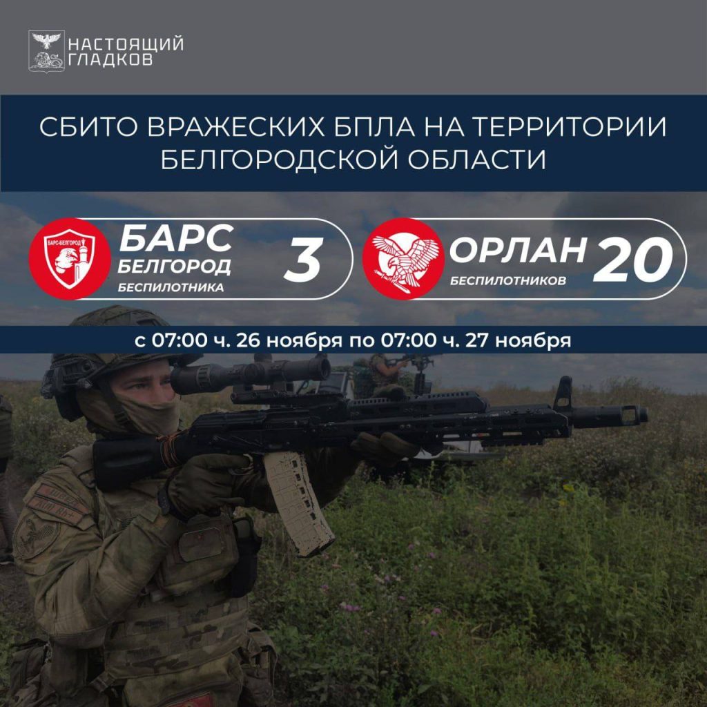 Системы ПВО отразили массированную атаку дронов над Белгородской областью